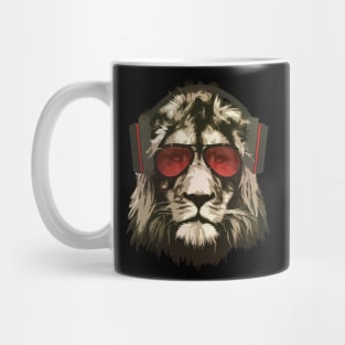 Cool Lion Sunglasses Lion Headphones Lion Vector Graphics Mug